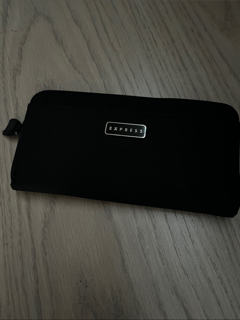Express Black Zip-Around Men's Wallet with Metal Logo